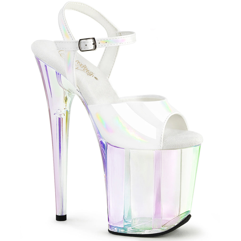 8" Heel, 4" Holo Tinted Pf Ankle Strap Sandal Pleaser Pleaser FLAMINGO/809HT