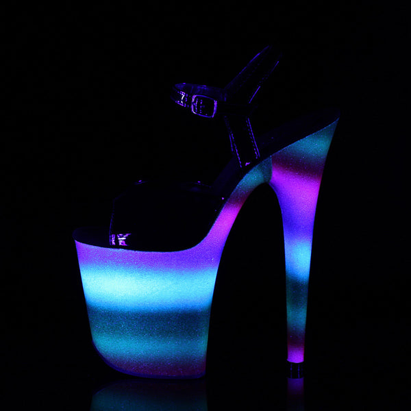 8" Heel, 4" Wrapped PF Ankle Strap Sandal Pleaser  FLAMINGO/809WR