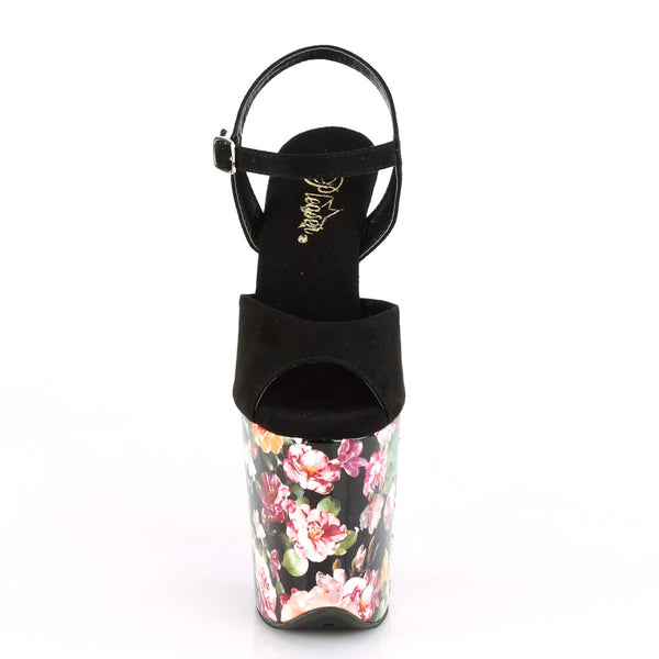 8" Heel, 4" PF Ankle Strap Sandal w/ Flower Print Pleaser Pleaser FLAMINGO/809WR