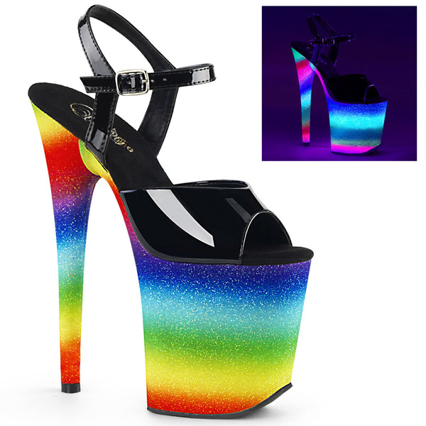 8" Heel, 4" Wrapped PF Ankle Strap Sandal Pleaser  FLAMINGO/809WR