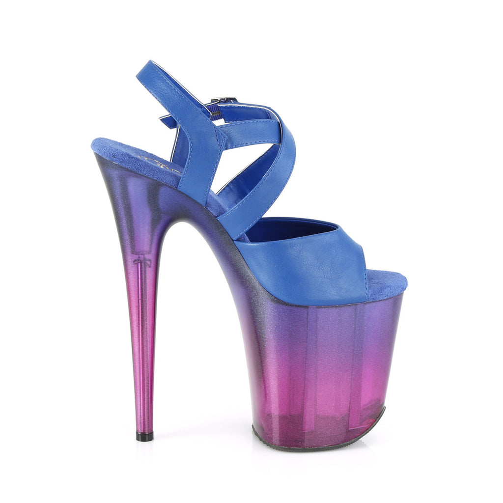 8" Heel, 4" PF Criss-Cross Ankle Strap Sandal Pleaser  FLAMINGO/822T