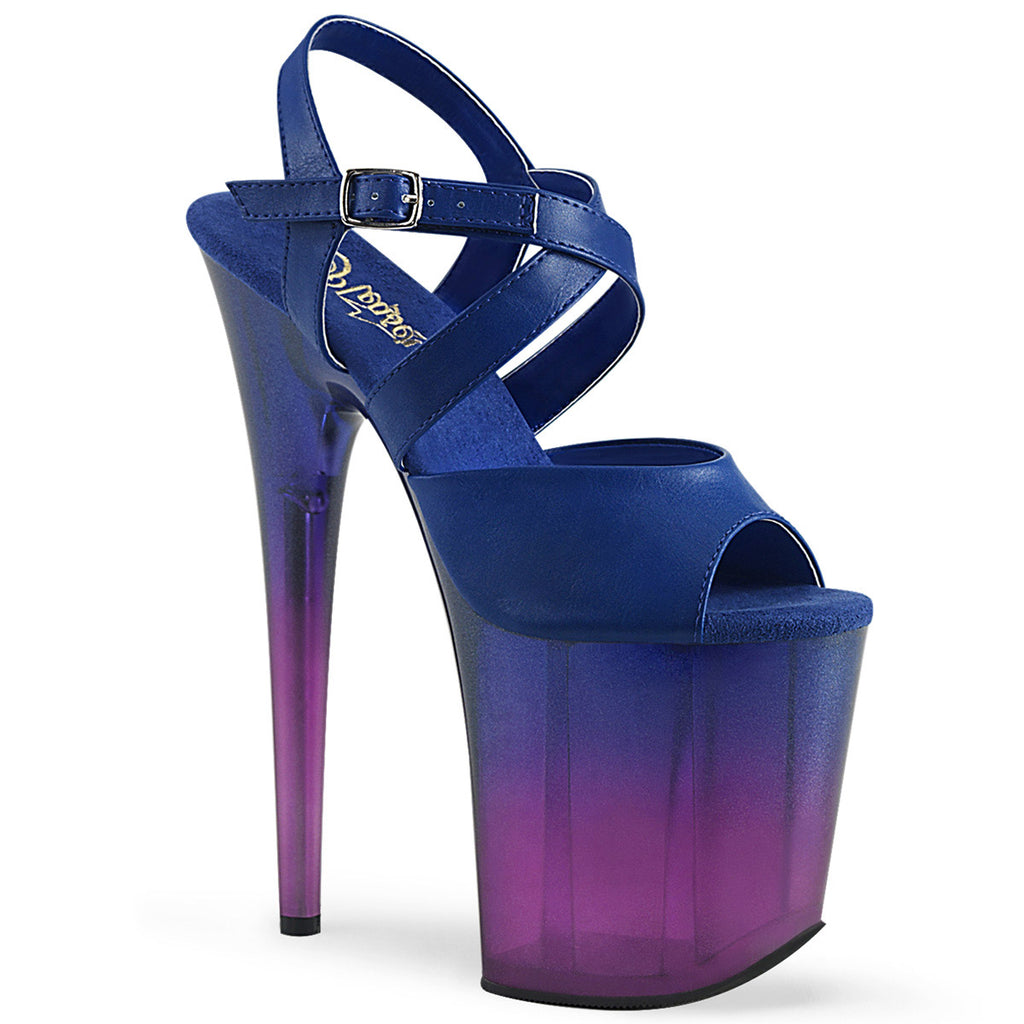 8" Heel, 4" PF Criss-Cross Ankle Strap Sandal Pleaser  FLAMINGO/822T