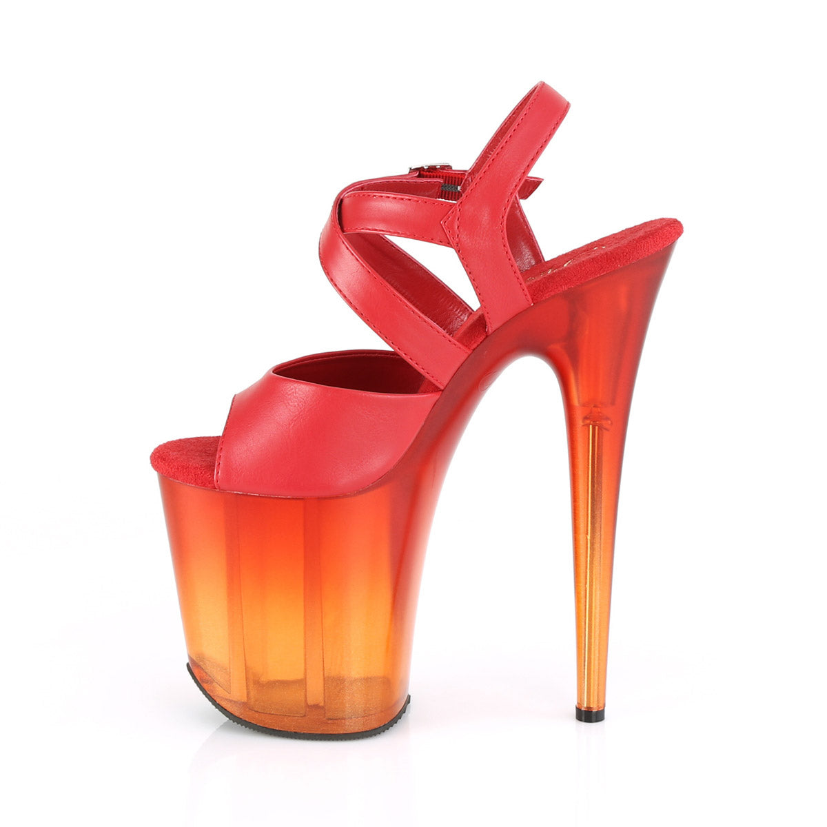 8" Heel, 4" PF Criss-Cross Ankle Strap Sandal Pleaser  FLAMINGO/822T