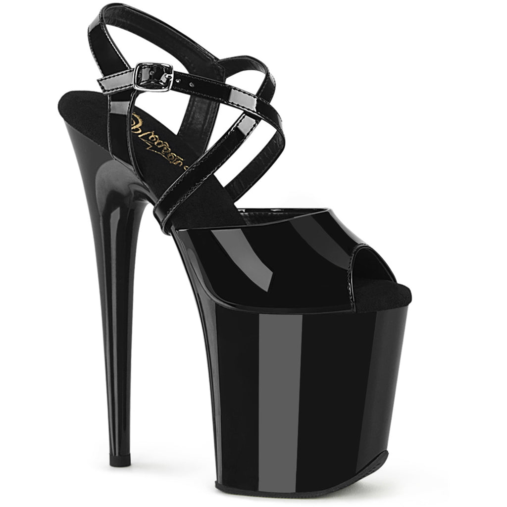 8" Heel, 4" Pf Criss Cross Ankle Strap Sandal Pleaser Pleaser FLAMINGO/824