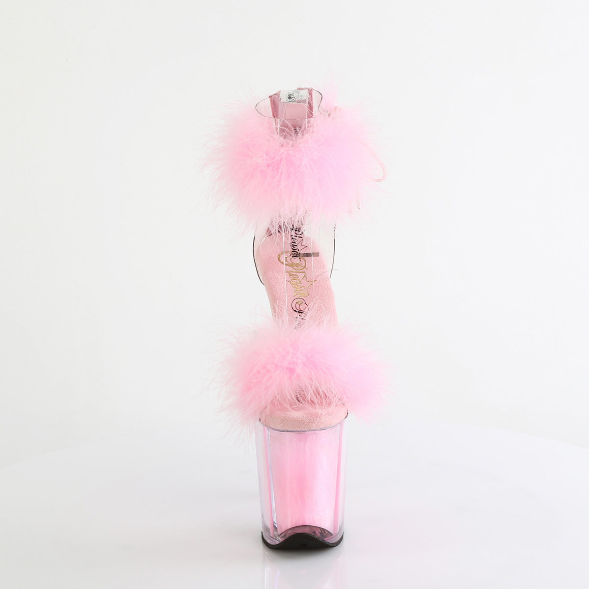 8" Heel, 4" Pf Marabou Fur Ankle Cuff Sandal, Back Zip Secondary image