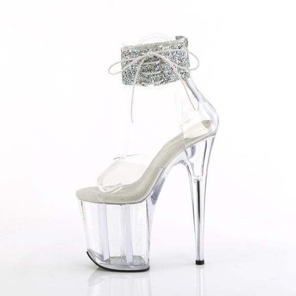 8" Heel, 4" Pf Ankle Cuff Sandal W/Rs, Back Zip Pleaser Pleaser FLAMINGO/824RS/02