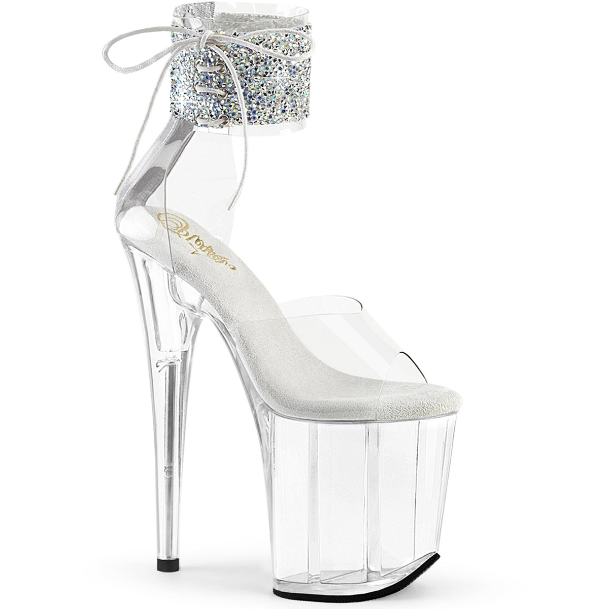 8" Heel, 4" Pf Ankle Cuff Sandal W/Rs, Back Zip Pleaser Pleaser FLAMINGO/824RS/02 Main image