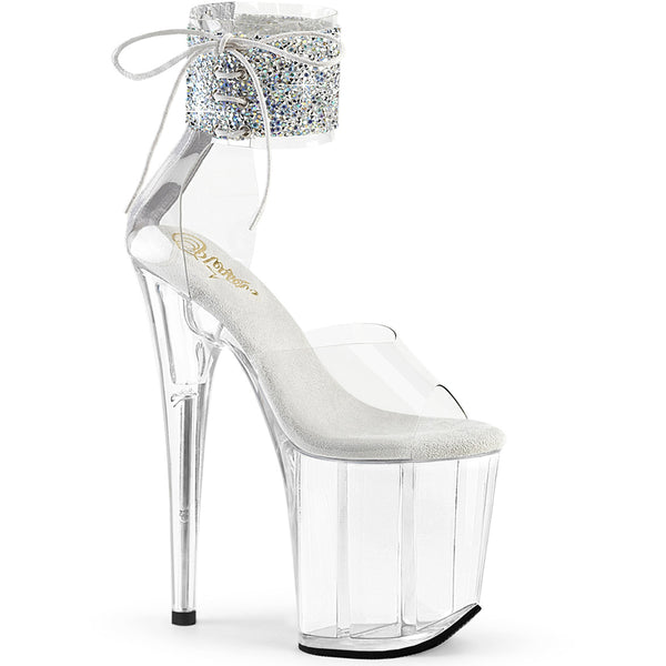 8" Heel, 4" Pf Ankle Cuff Sandal W/Rs, Back Zip Pleaser Pleaser FLAMINGO/824RS/02