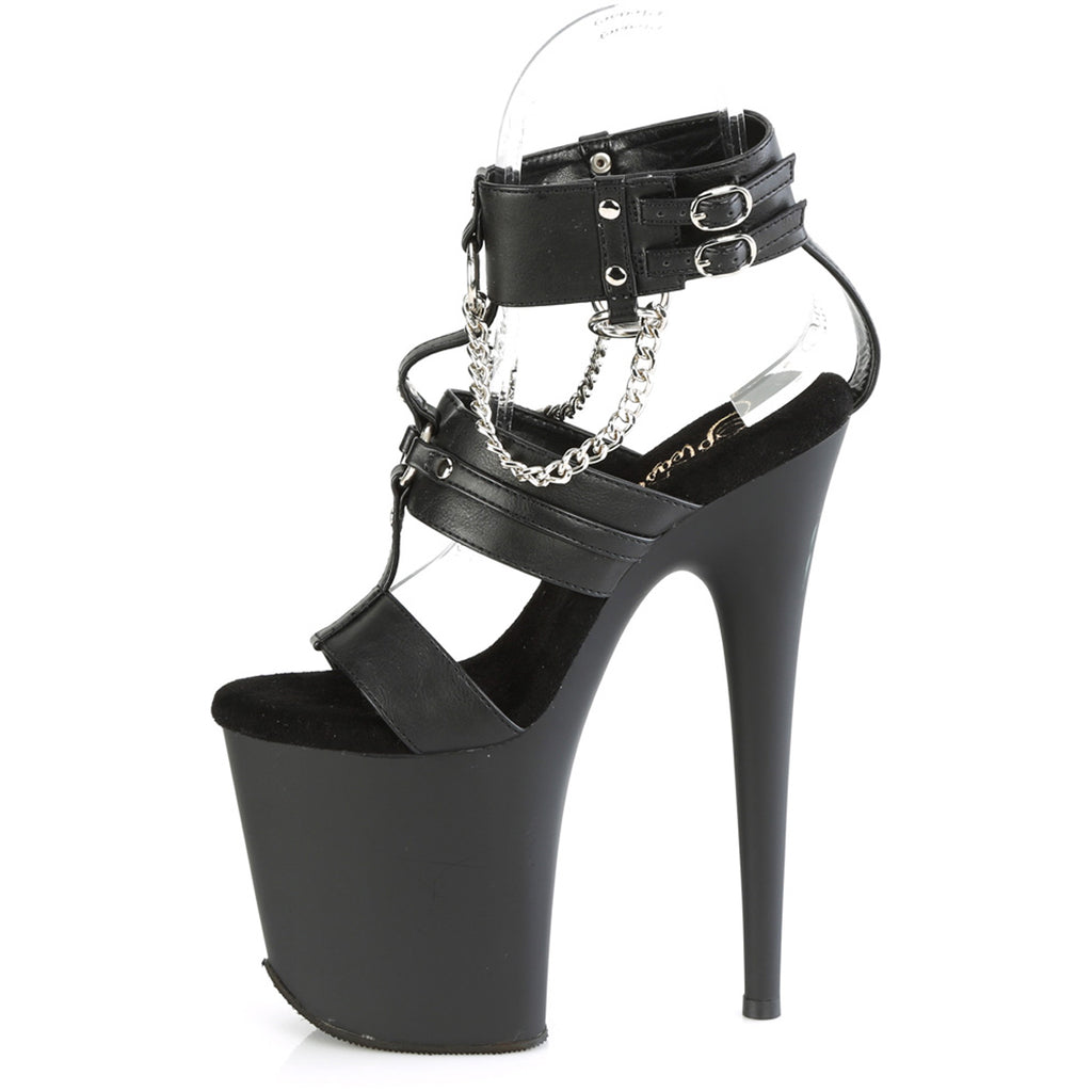 8" Heel, 4" Pf 3 Band T-Strap Ankle Strap Sandal Pleaser Pleaser FLAMINGO/861