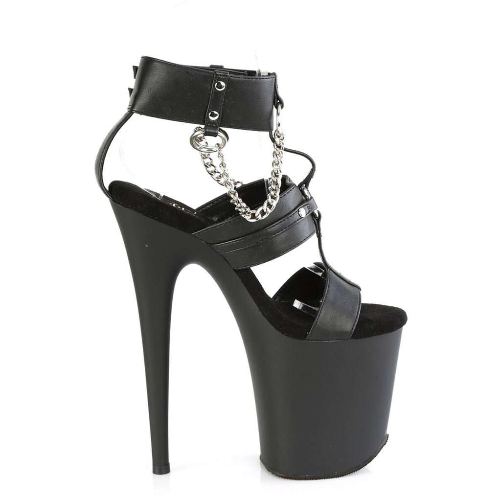 8" Heel, 4" Pf 3 Band T-Strap Ankle Strap Sandal Pleaser Pleaser FLAMINGO/861