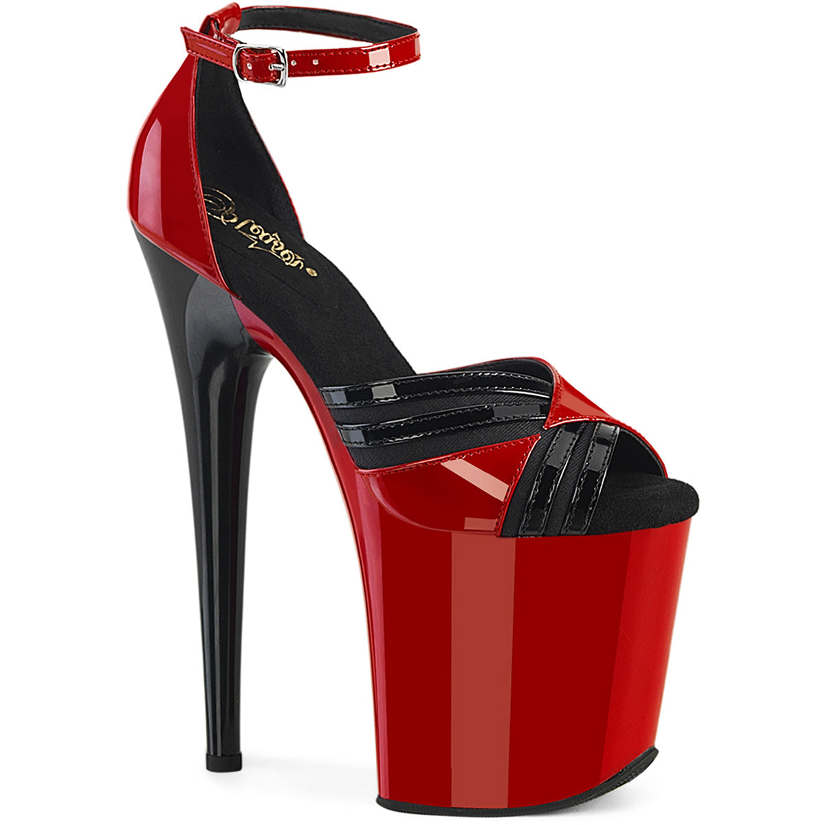 8" Heel, 4" Pf Two Tone Close Back Ankle Strap Sandal Pleaser Pleaser FLAMINGO/884