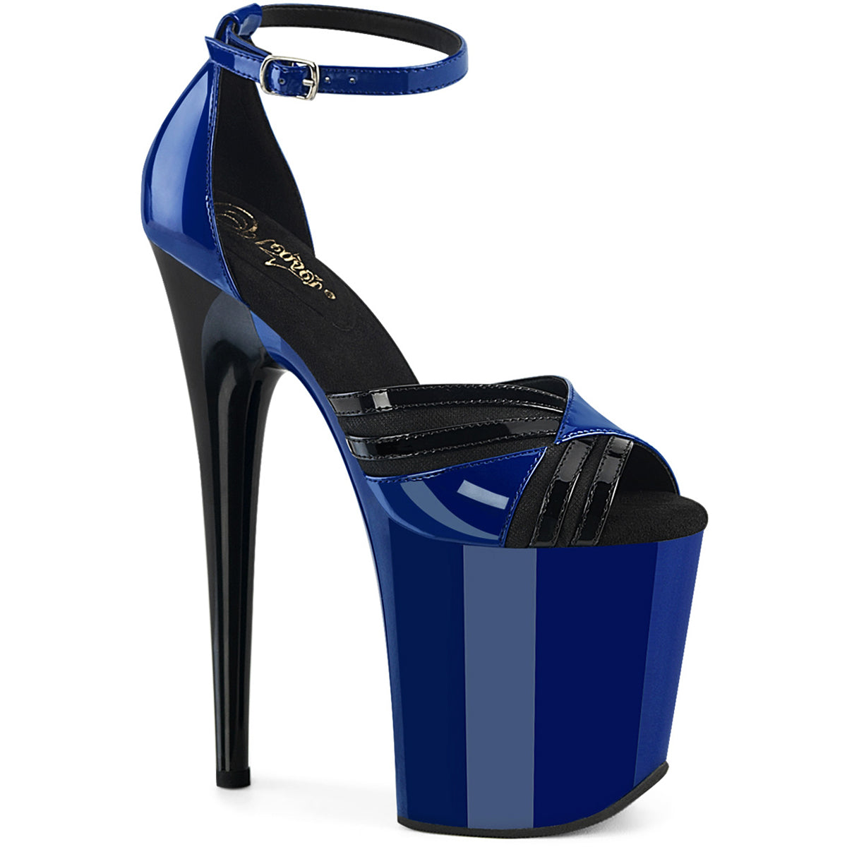 8" Heel, 4" Pf Two Tone Close Back Ankle Strap Sandal Pleaser Pleaser FLAMINGO/884