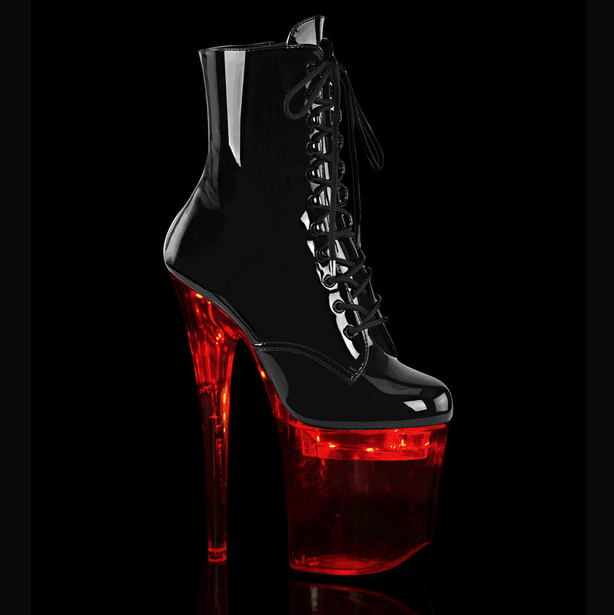 8" Heel, 4" PF LED Illuminated Ankle Boot, Side Zip Pleaser Pleaser FLASHDANCE/1020/8 Main image