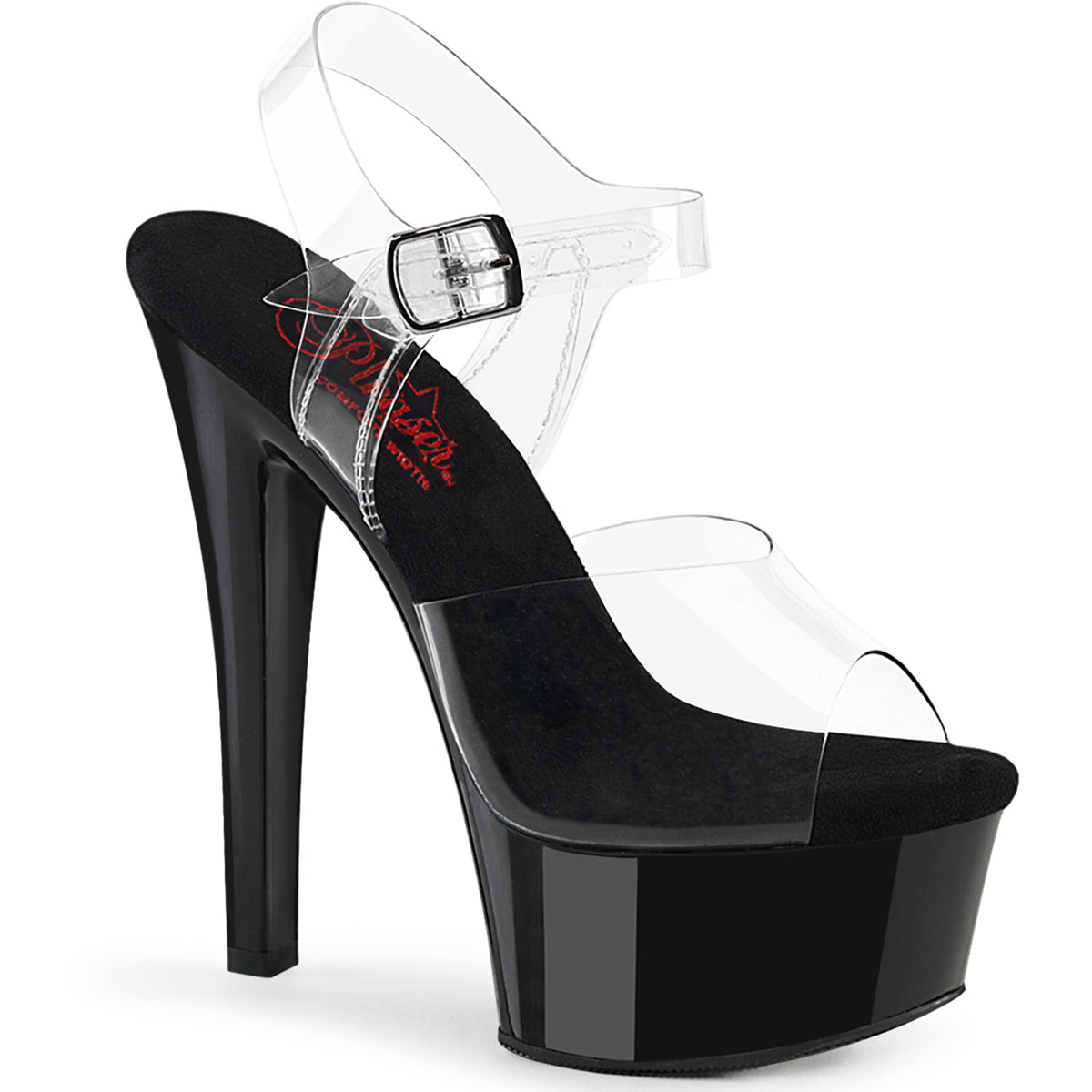 6" Heel, 1 3/4" Pf Comfort Width Ankle Strap Sandal Pleaser Pleaser GLEAM/608 Main image