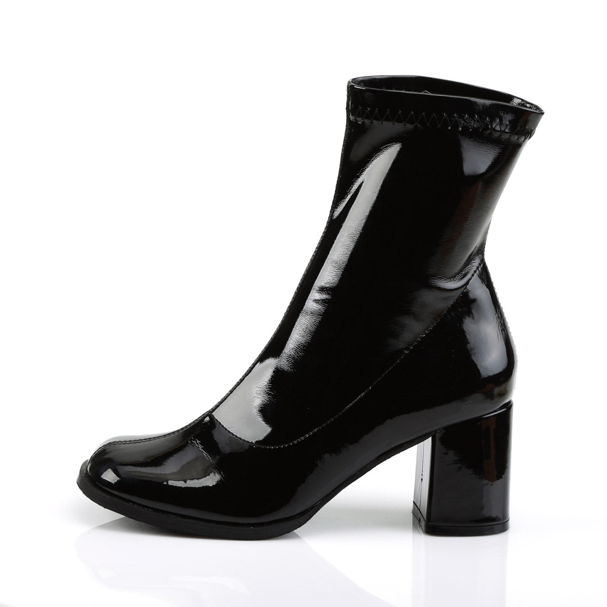 3" Block Heel Ankle Gogo Boot, Side Zip Pleaser Funtasma GOGO/150