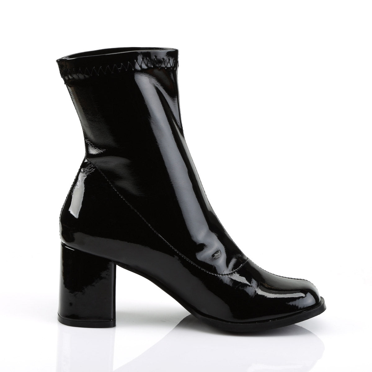 3" Block Heel Ankle Gogo Boot, Side Zip Pleaser Funtasma GOGO/150
