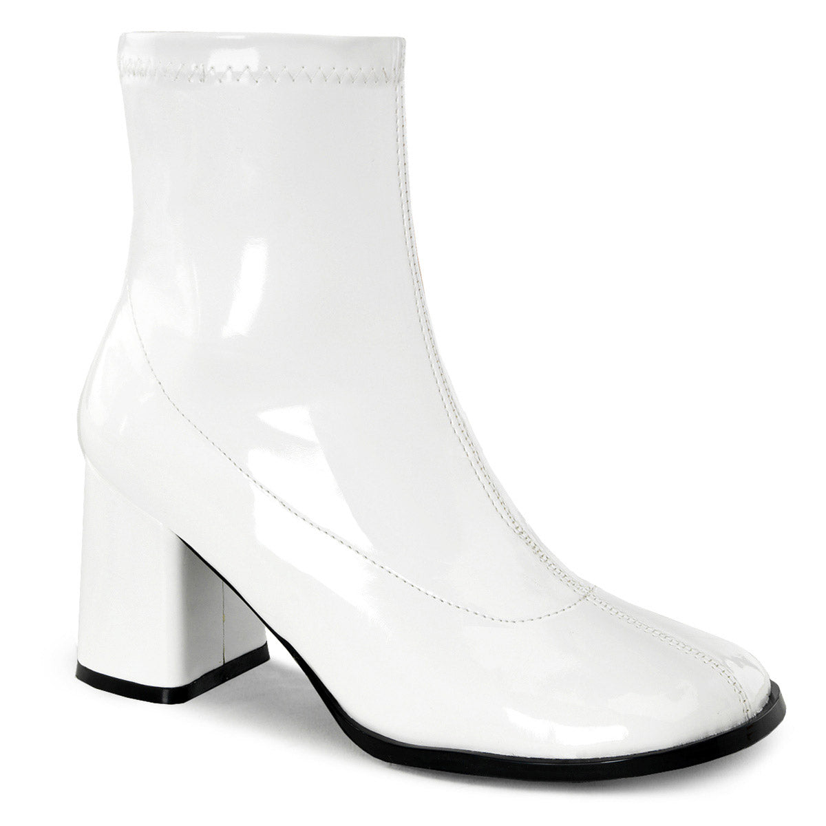 3" Block Heel Ankle Gogo Boot, Side Zip Pleaser Funtasma GOGO/150