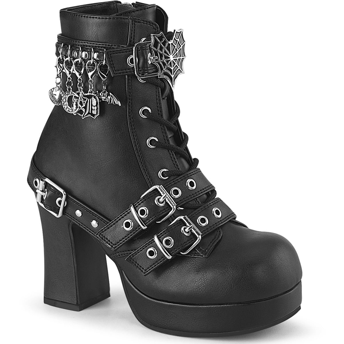 3 3/4" Heel, 1 1/4" Pf Lace-Up  Mid-Calf Boot, Inside Zip Pleaser Demonia GOTHIKA/66 Main image