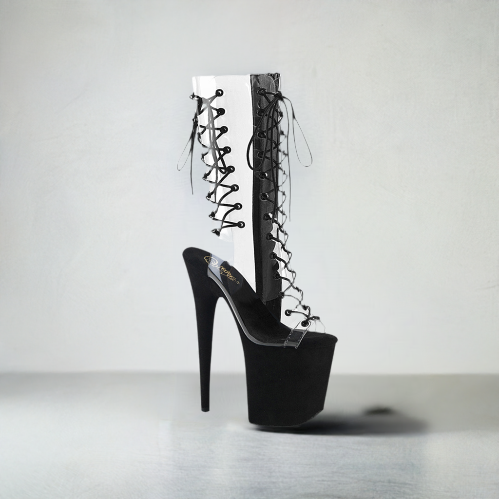 *8" Heel, 4" PF Lace-Up Mid Calf Boot, Side Zip Secondary image