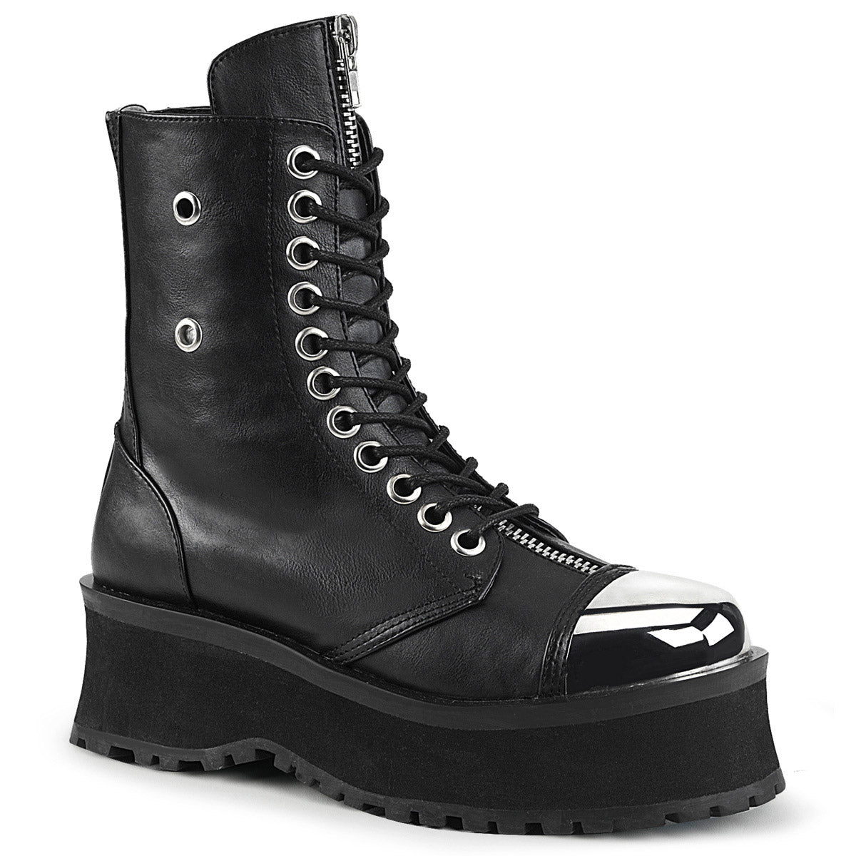 2 3/4" PF Lace-Up Ankle Boot, Back Metal Zipper Pleaser Demonia GRAVEDIGGER/10 Main image