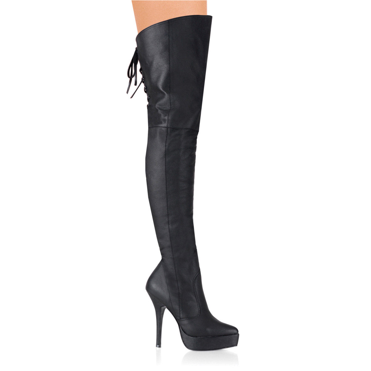 Sexy Side Zip Thigh High Lace Up Back Platform Stiletto Boots Shoes Pleaser Devious INDULGE/3011 Main image