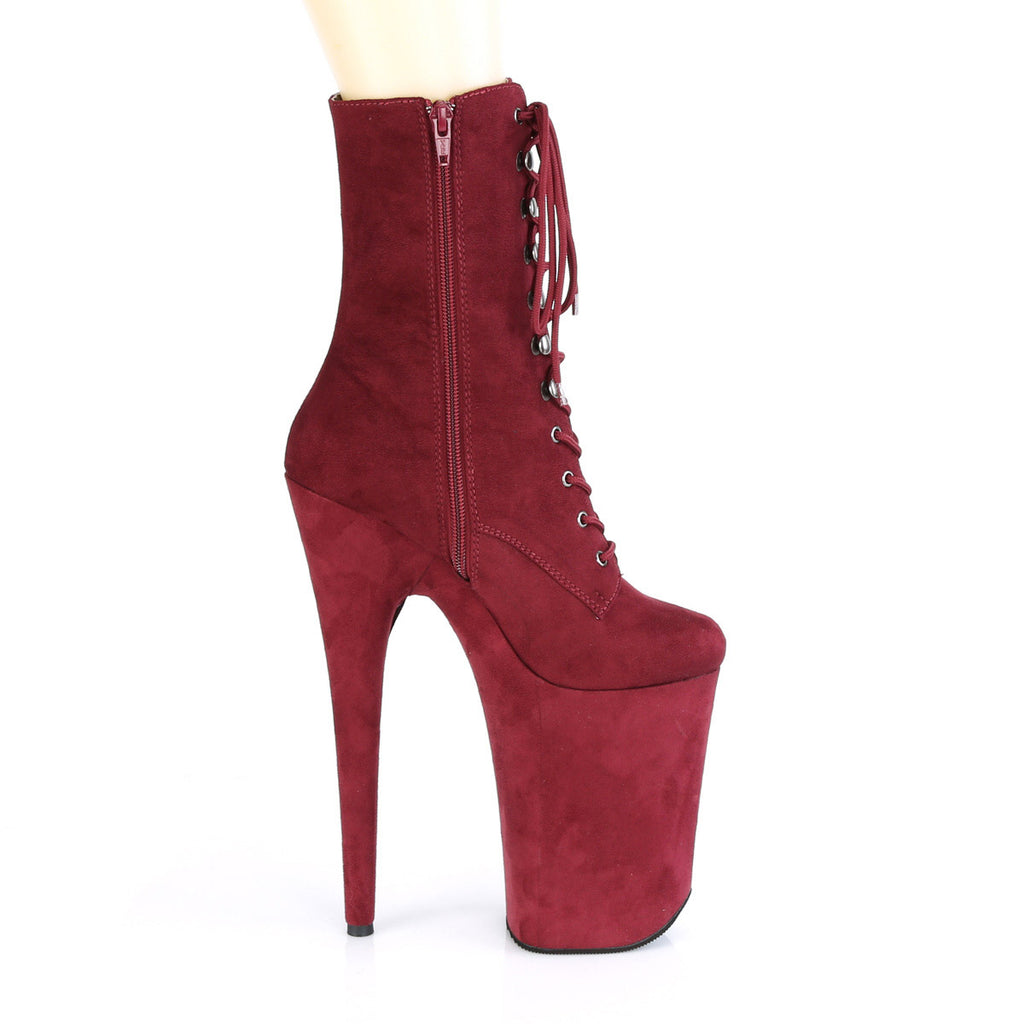 9" Heel, 5 1/4" Pf Lace-up Front Ankle Boot, Side Zip Pleaser  INFINITY/1020FS