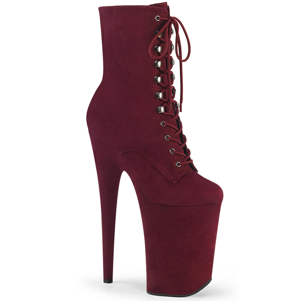 9" Heel, 5 1/4" Pf Lace-up Front Ankle Boot, Side Zip Pleaser  INFINITY/1020FS