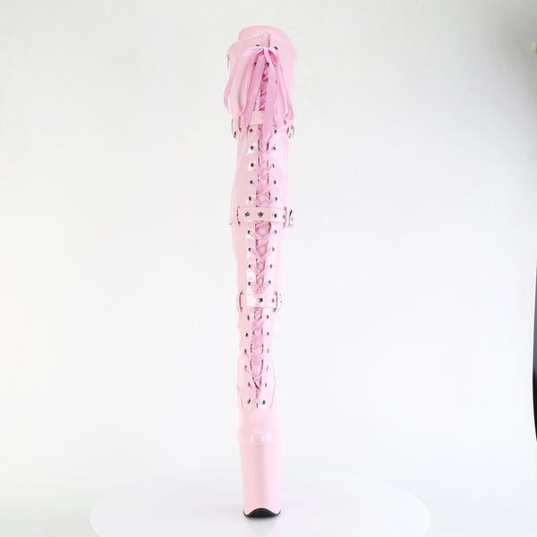 9" Heel, 5 1/4" Pf Buckled Lace Up Thigh Boot, Side Zip Pleaser Pleaser INFINITY/3028