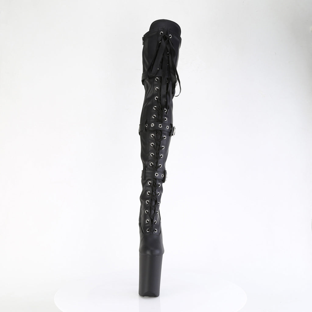 9" Heel, 5 1/4" Pf Buckled Lace Up Thigh Boot, Side Zip Pleaser Pleaser INFINITY/3028