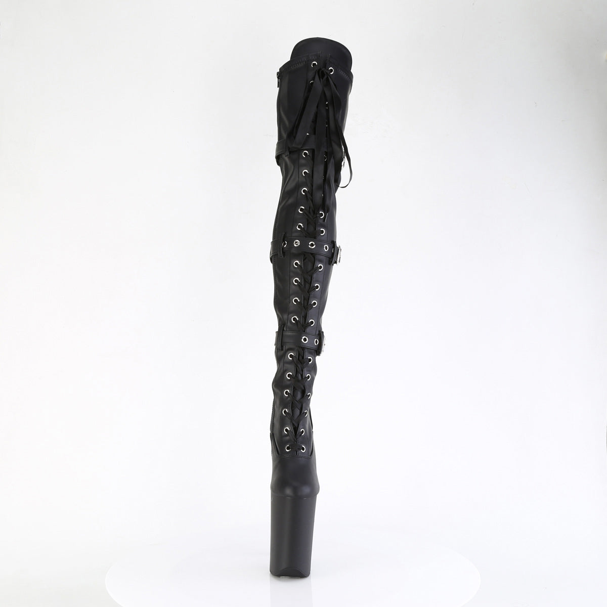9" Heel, 5 1/4" Pf Buckled Lace Up Thigh Boot, Side Zip Pleaser Pleaser INFINITY/3028