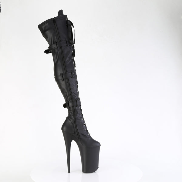 9" Heel, 5 1/4" Pf Buckled Lace Up Thigh Boot, Side Zip Pleaser Pleaser INFINITY/3028