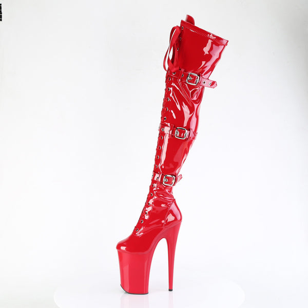 9" Heel, 5 1/4" Pf Buckled Lace Up Thigh Boot, Side Zip Pleaser Pleaser INFINITY/3028