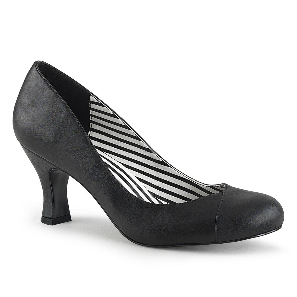 3" Heel Pump Blk Faux Leather Pleaser Pink Label JENNA/01