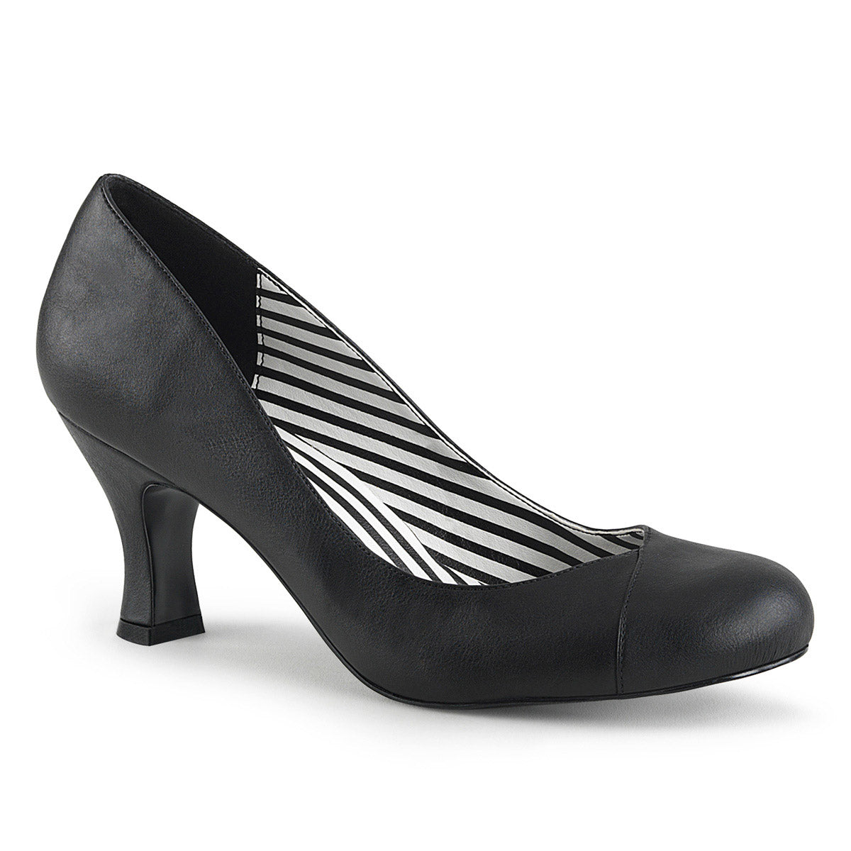 3" Heel Pump Blk Faux Leather Pleaser Pink Label JENNA/01