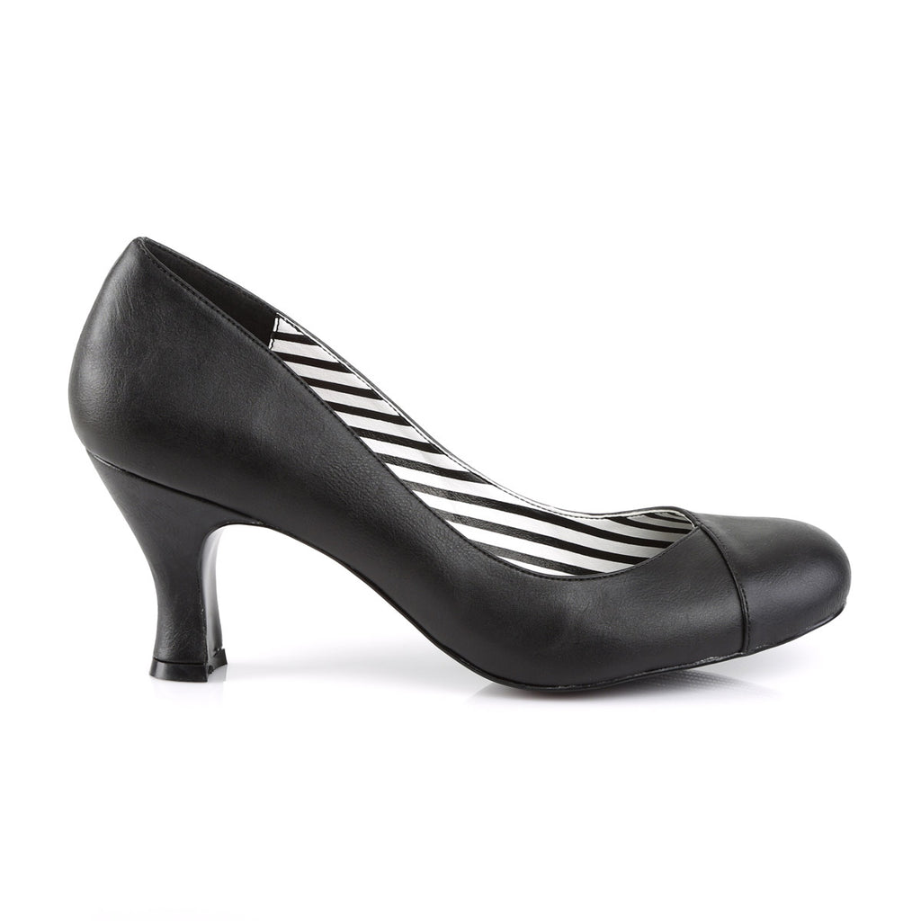 3" Heel Pump Blk Faux Leather Pleaser Pink Label JENNA/01