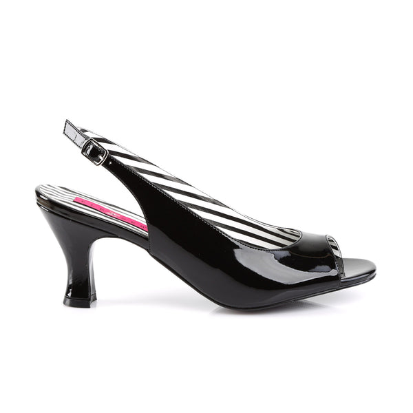 3" Heel Slingback Peep Toe Pump Blk Pat Pleaser Pink Label JENNA/02
