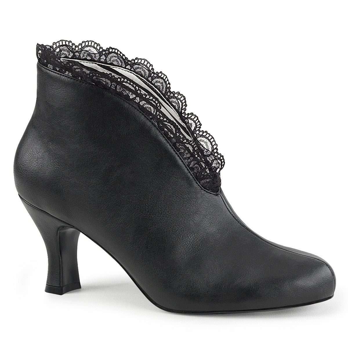 3" Heel Slip-On Ankle Boot Blk Faux Leather-Lace Pleaser Pink Label JENNA/105 Main image
