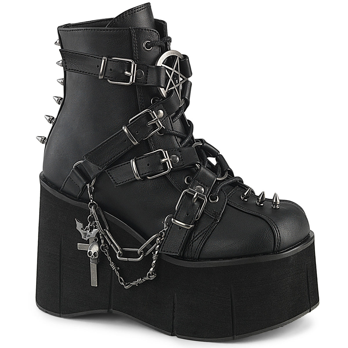 4 1/2" Platform Lace-Up Ankle Boot,Inside Metal Zip Pleaser Demonia KERA/68 Main image