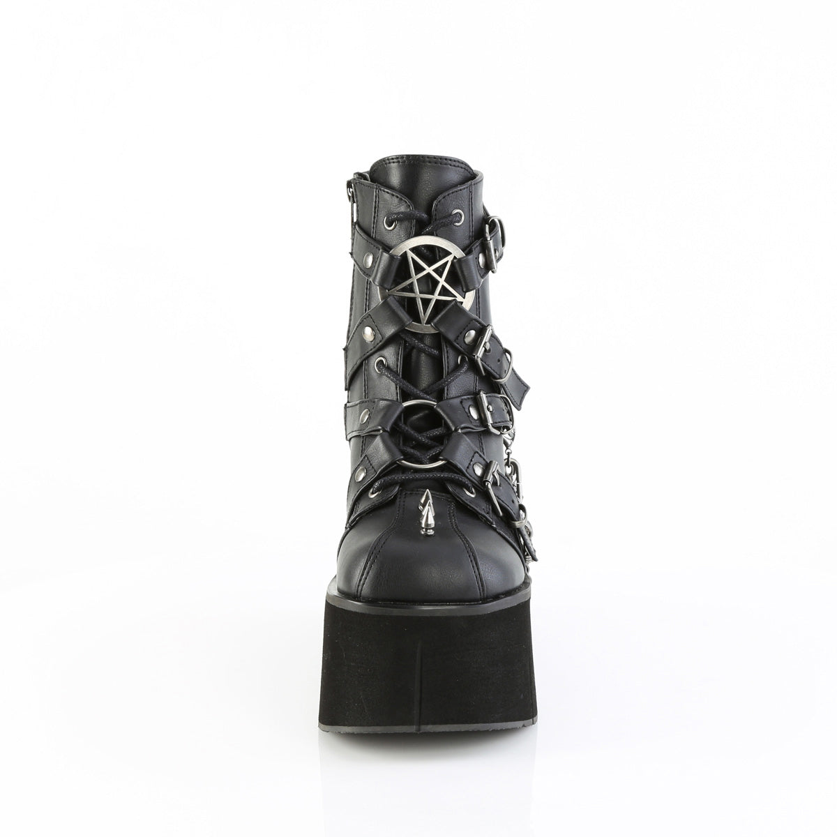 Demonia Kera Lace-Up Platform Ankle Boots with Spikes and Chains Secondary image