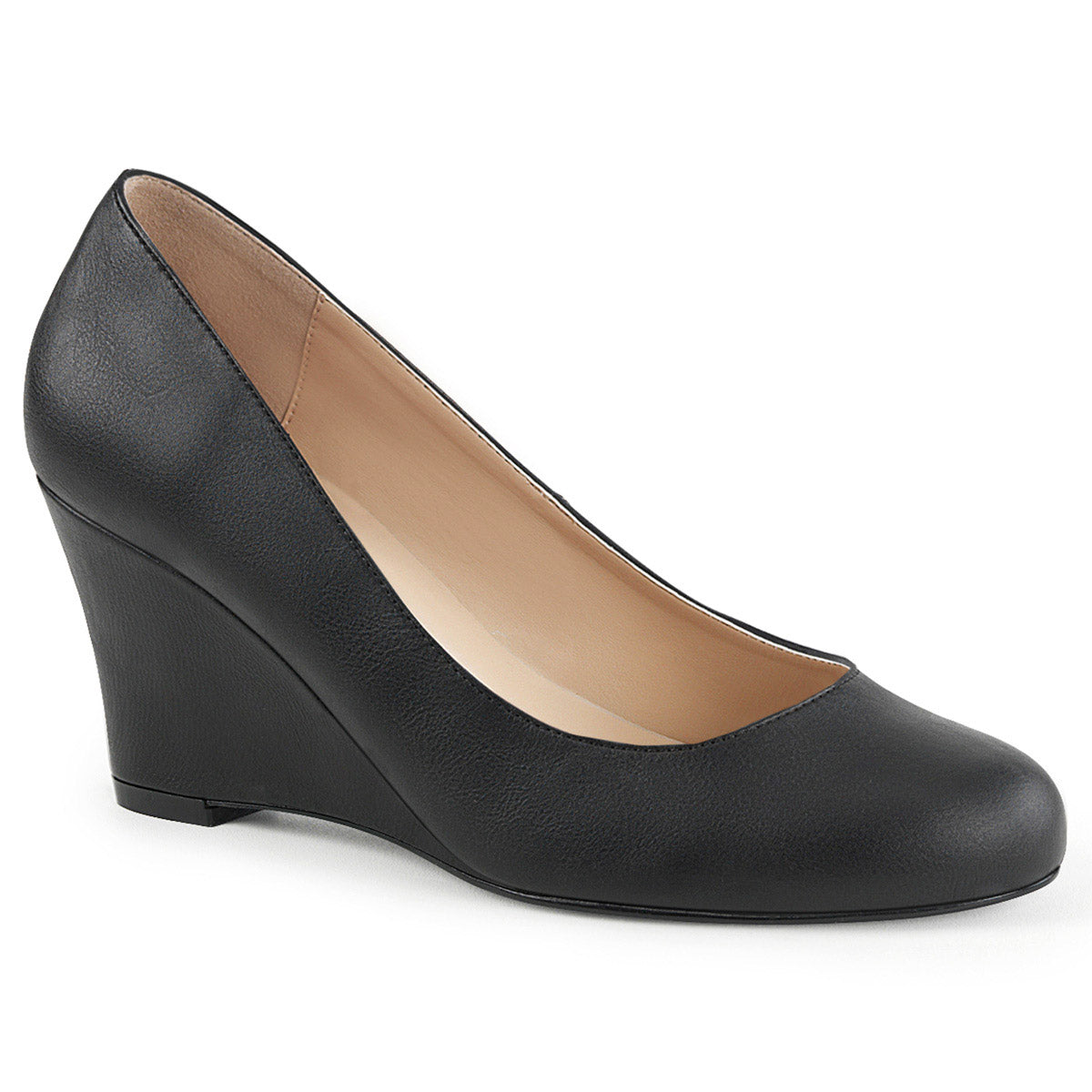 3" Wedge Pump Blk Faux Leather Pleaser Pink Label KIMBERLY/08 Main image