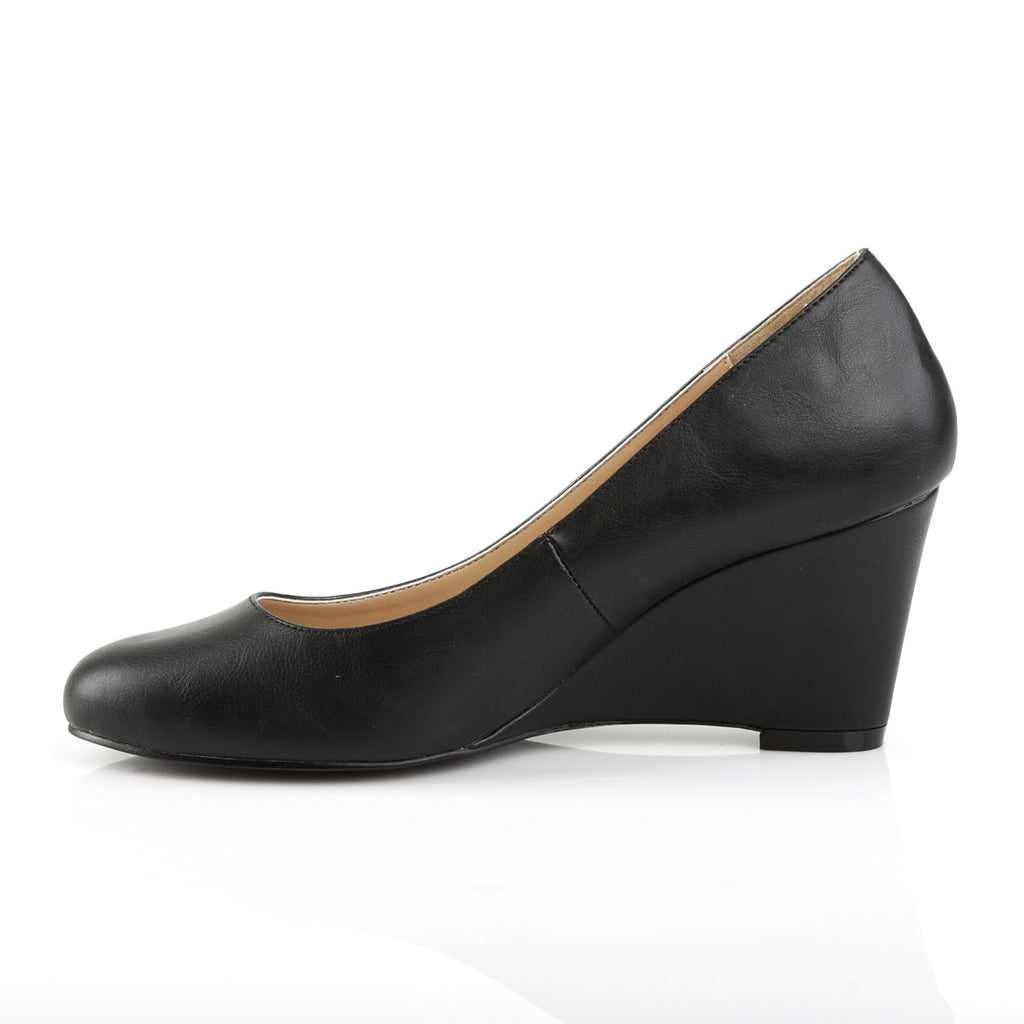 3" Wedge Pump Blk Faux Leather Pleaser Pink Label KIMBERLY/08