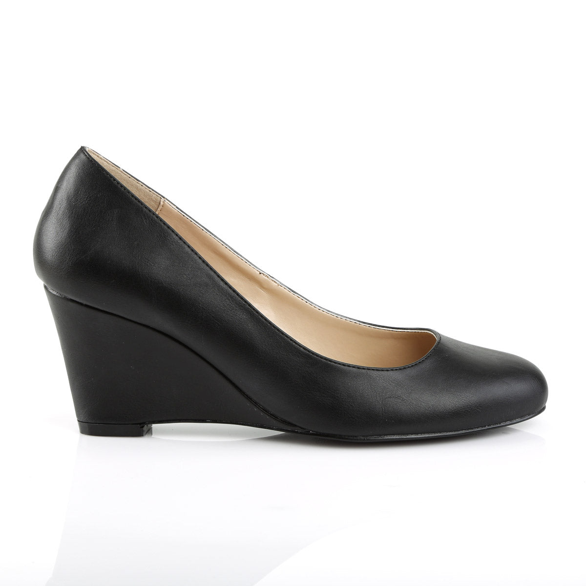 3" Wedge Pump Blk Faux Leather Pleaser Pink Label KIMBERLY/08