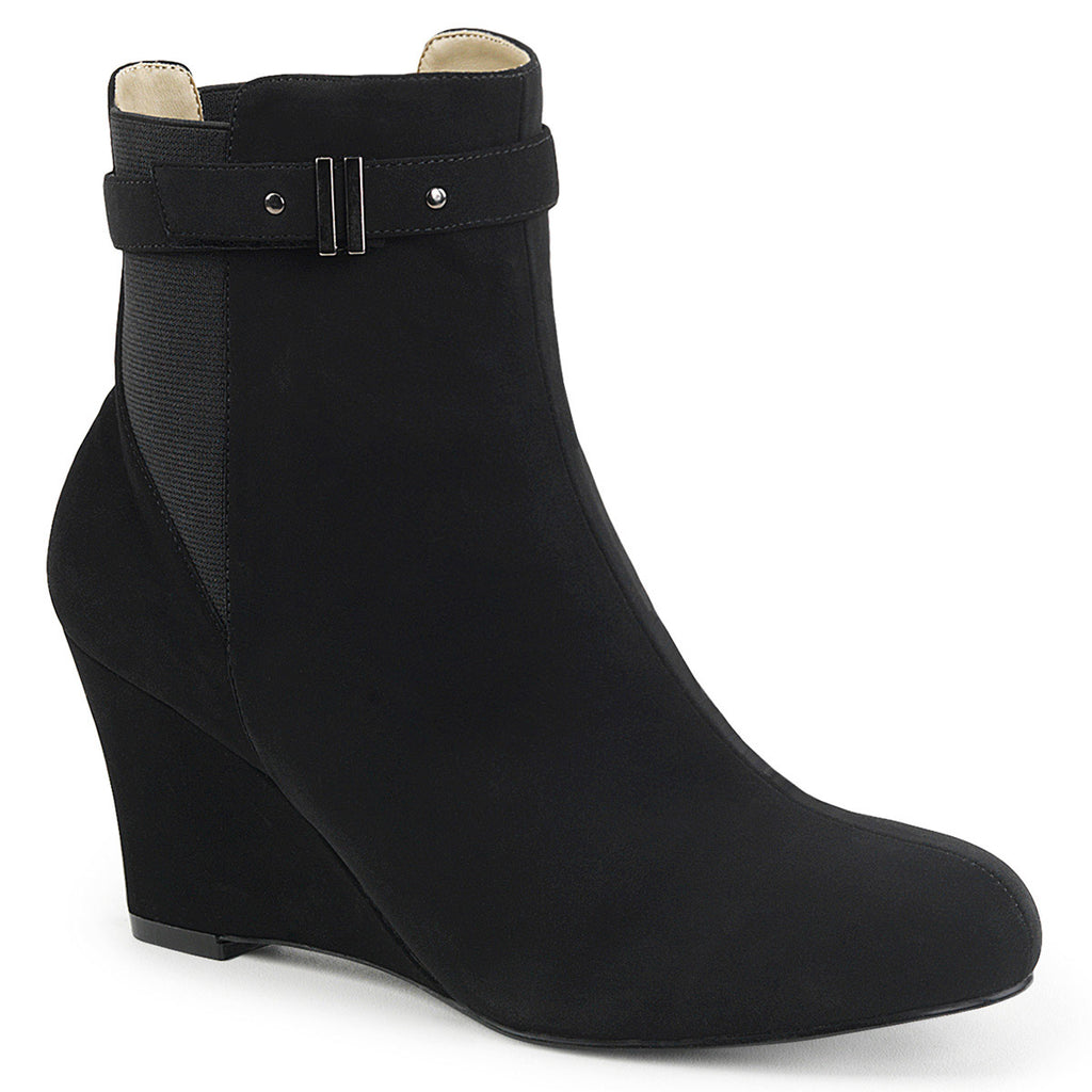 3" Heel Ankle Boot Blk Nubuck Suede Pleaser Pink Label KIMBERLY/102