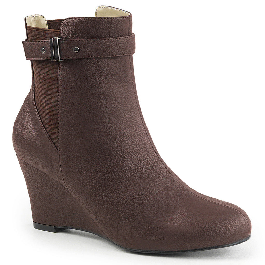 3" Heel Ankle Boot Brown Faux Leather Pleaser Pink Label KIMBERLY/102