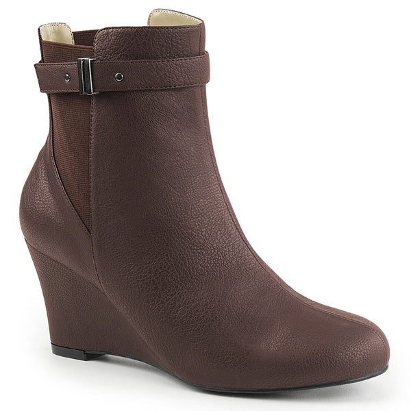 3" Heel Ankle Boot Brown Faux Leather Pleaser Pink Label KIMBERLY/102