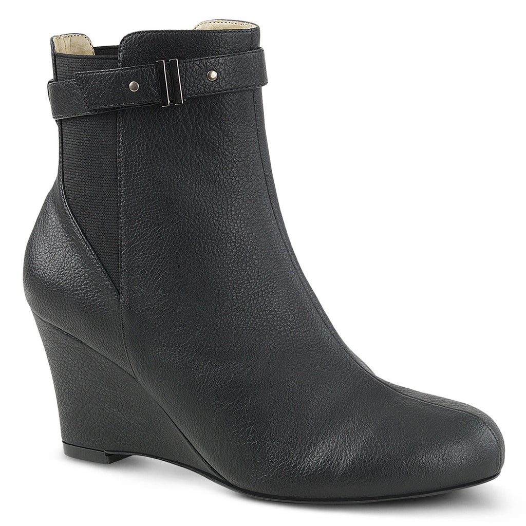 3" Heel Ankle Boot Blk Faux Leather Pleaser Pink Label KIMBERLY/102