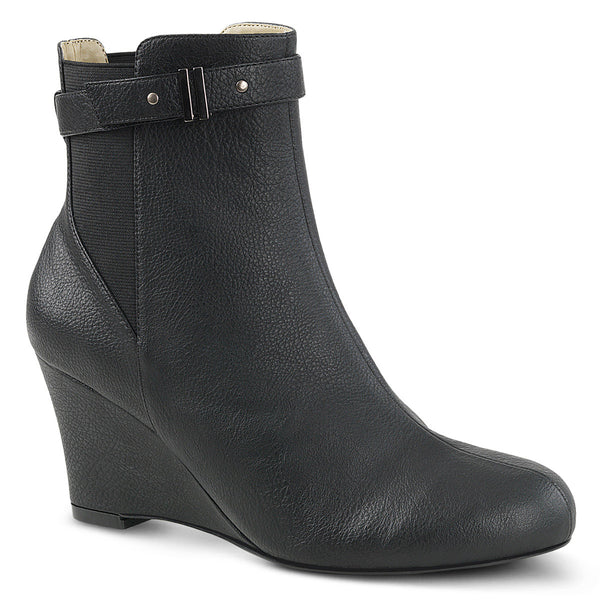 3" Heel Ankle Boot Blk Faux Leather Pleaser Pink Label KIMBERLY/102