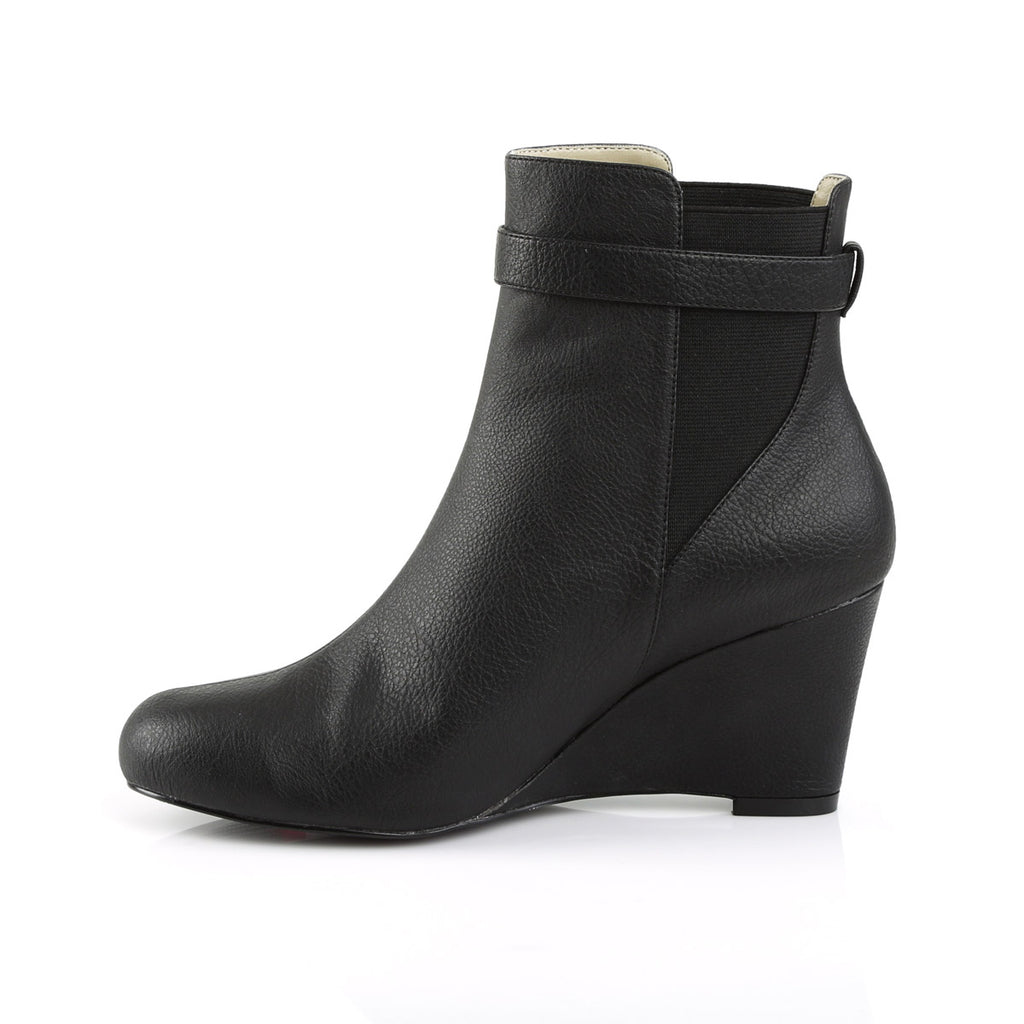 3" Heel Ankle Boot Blk Faux Leather Pleaser Pink Label KIMBERLY/102