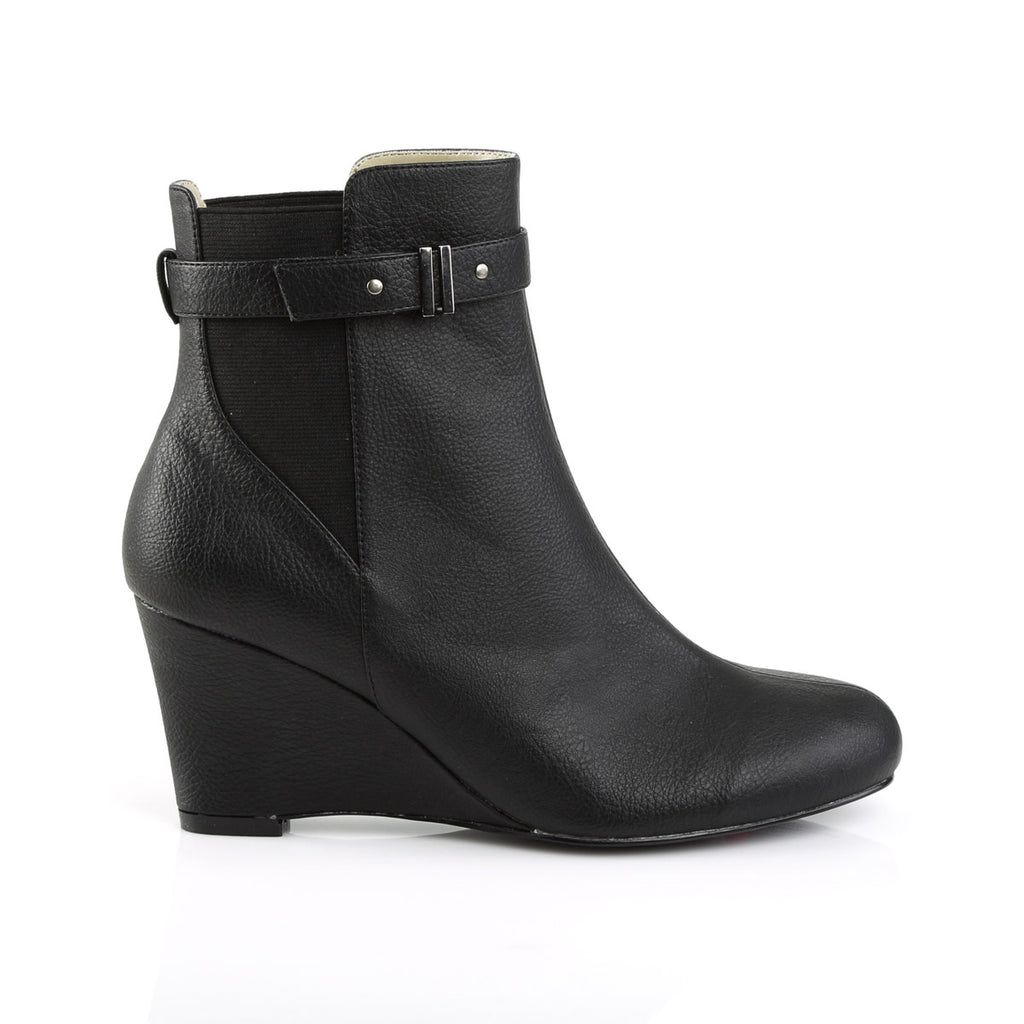 3" Heel Ankle Boot Blk Faux Leather Pleaser Pink Label KIMBERLY/102
