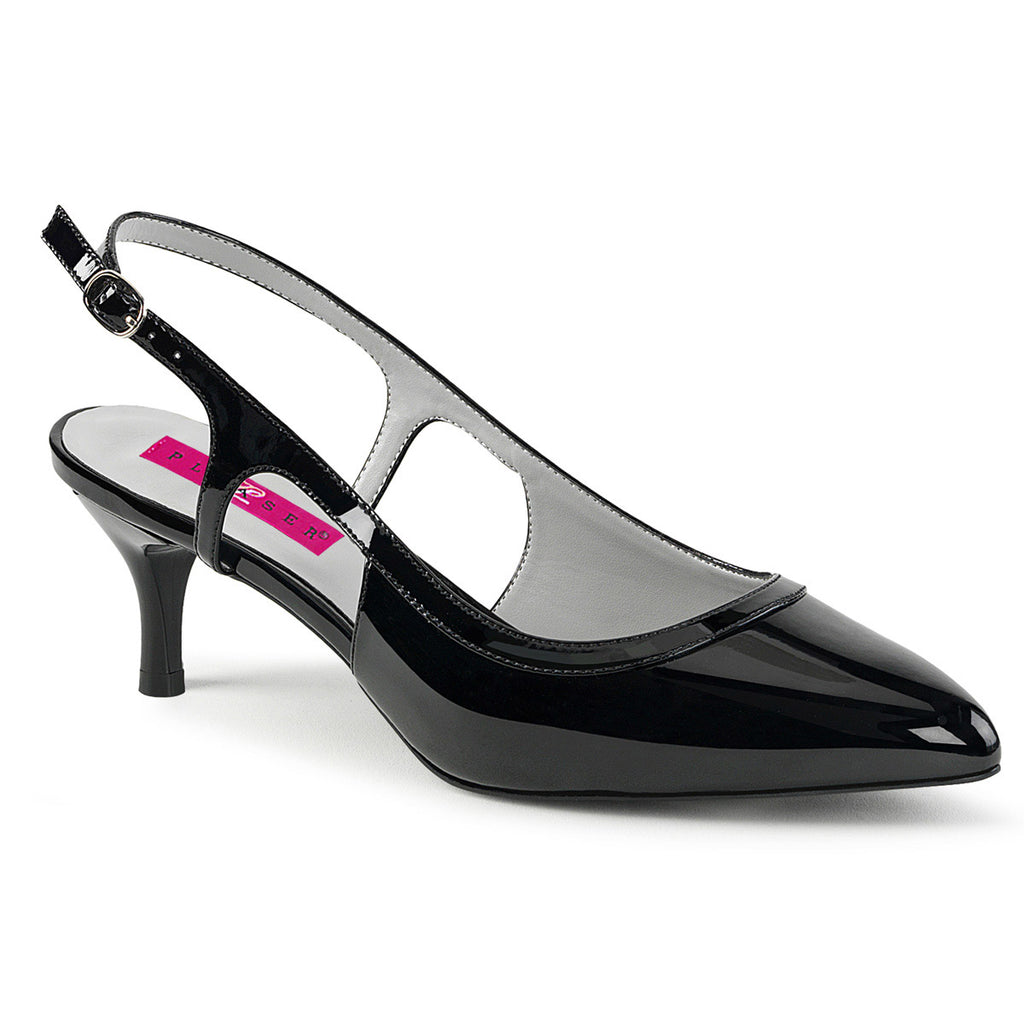 2 1/2" Heel Slingback Pump Blk Pat Pleaser Pink Label KITTEN/02